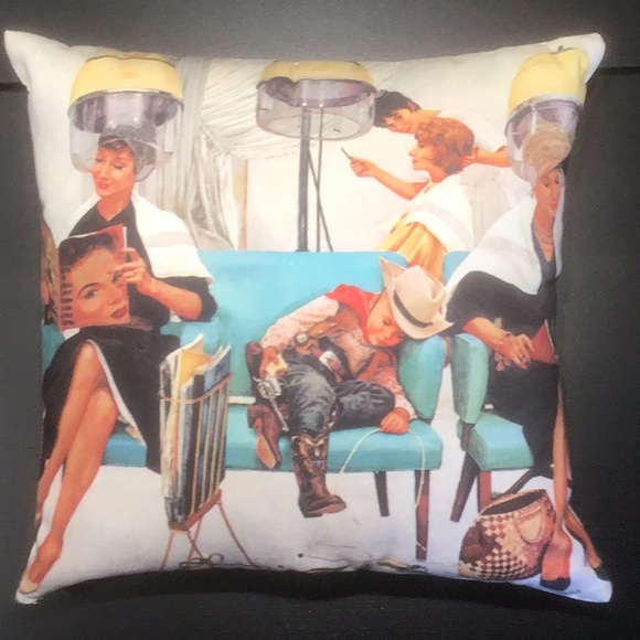 Kurt Ard - Cowboy Asleep In Beauty Salon - 20x20 inch throw cushion - Picture 3 of 8